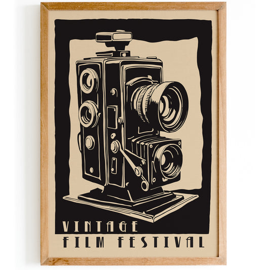 Vintage Film Festival Movie Camera Art Print