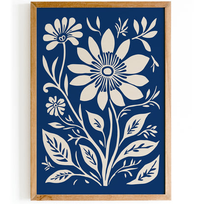 Blue Floral Wall Art Print