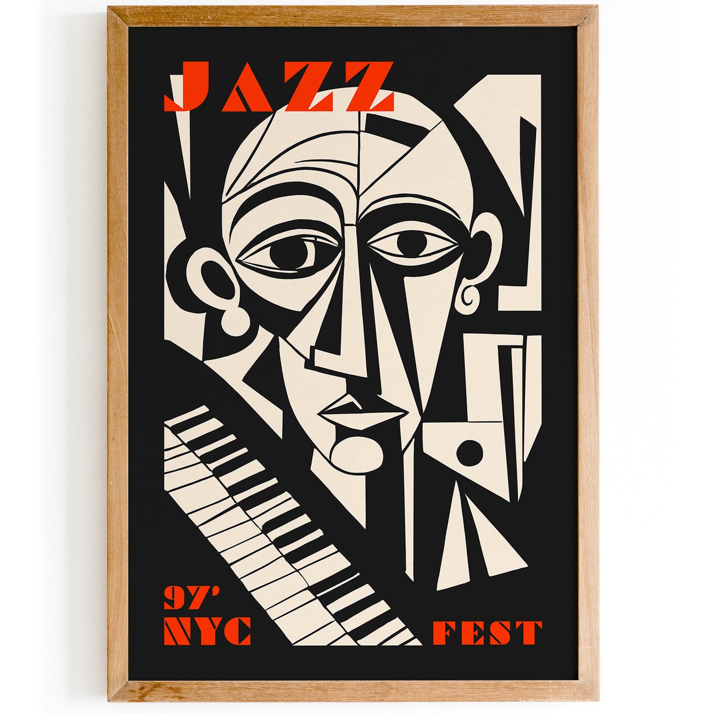 NYC Jazz Fest Cubism Black Poster