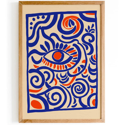 Abstract Blue Eye Print Bohemian Home Decor