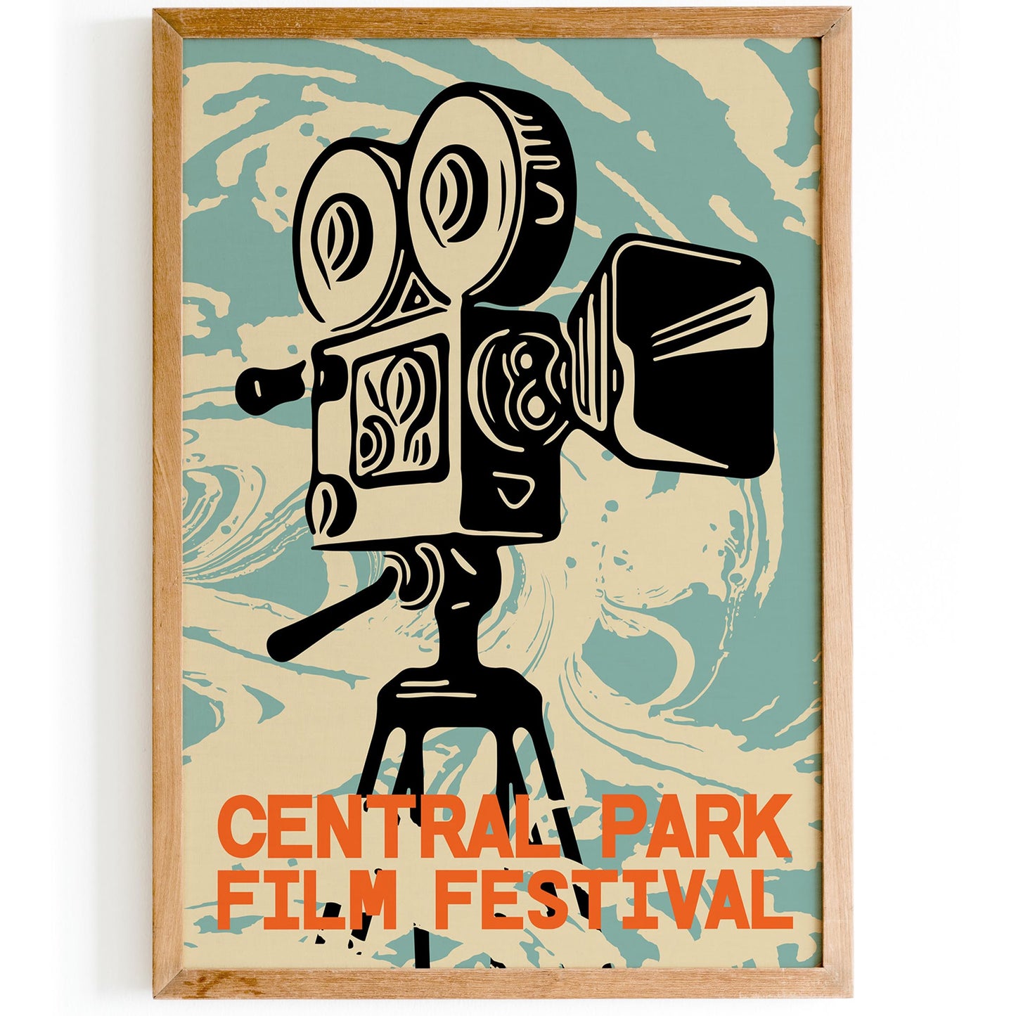Central Park Film Festival Poster Vintage Camera Art