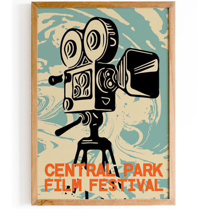Central Park Film Festival Poster Vintage Camera Art
