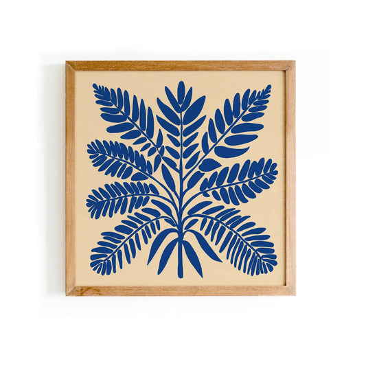 Blue Leaf Wall Art – Square Print