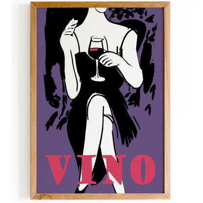 Vino Retro Purple Wall Art for Kitchen Decor