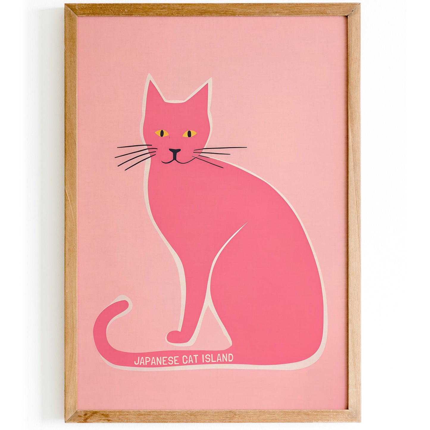 Japanese Cat Island Pink Poster