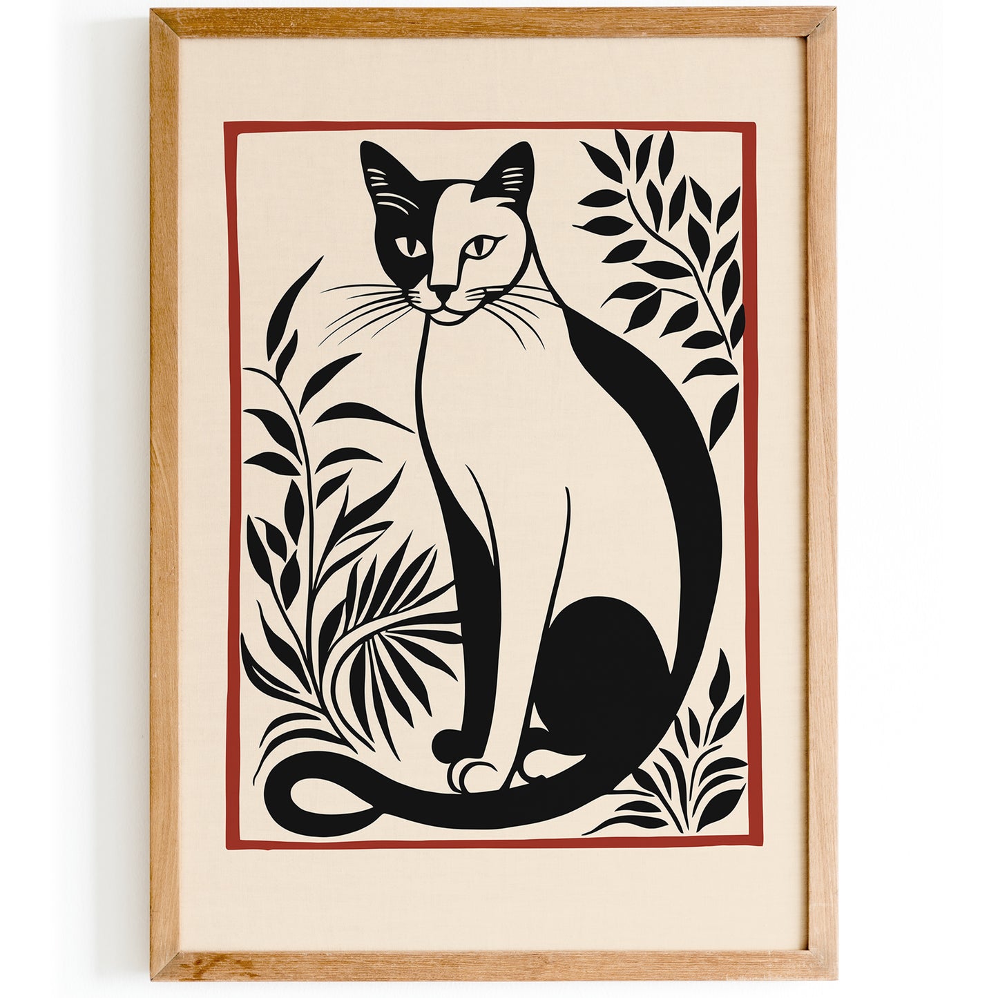 Sitting Cat Retro Minimalist Art Print