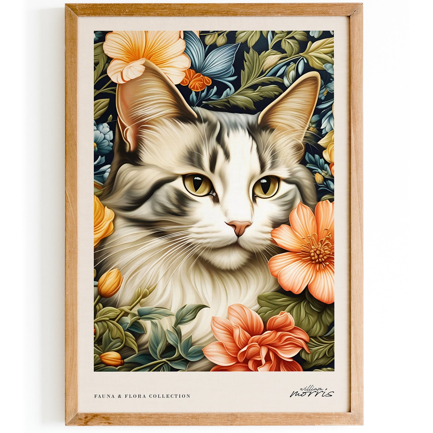 Floral Feline Elegant Cat Poster