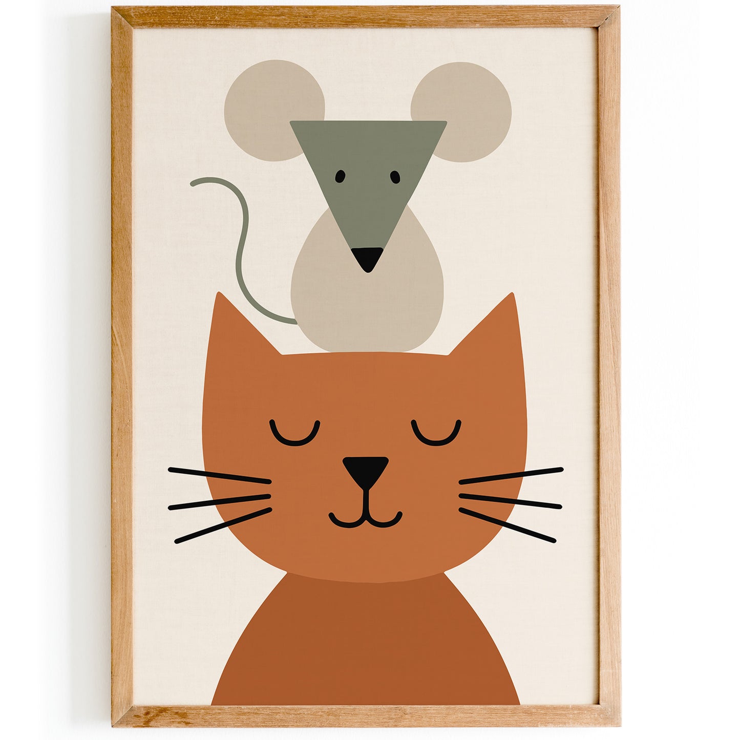 Funny Cat & Mouse Art Print – Scandinavian Kids Room Decor