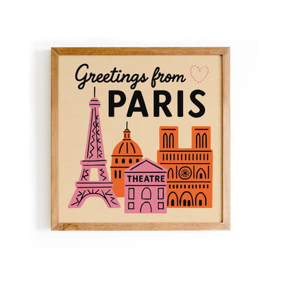 Greetings from Paris Square Art Print