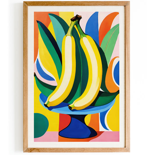 Retro Colorful Banana Art Poster - Kitchen Wall Decor