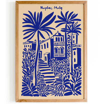 Naples Italy Blue Travel Poster