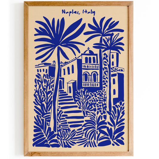 Naples Italy Blue Travel Poster