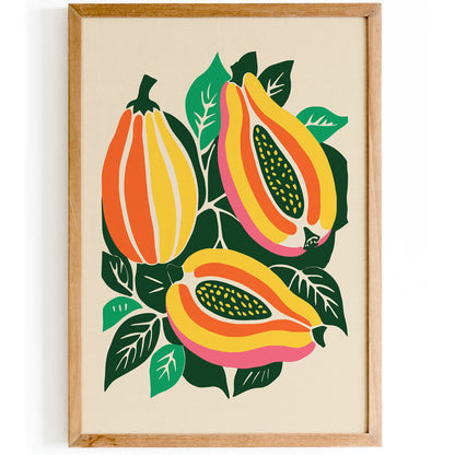 Vibrant Tropical Fruit Papaya Wall Art