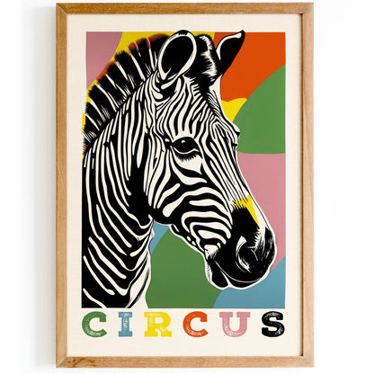 Retro Circus Zebra Colorful Poster