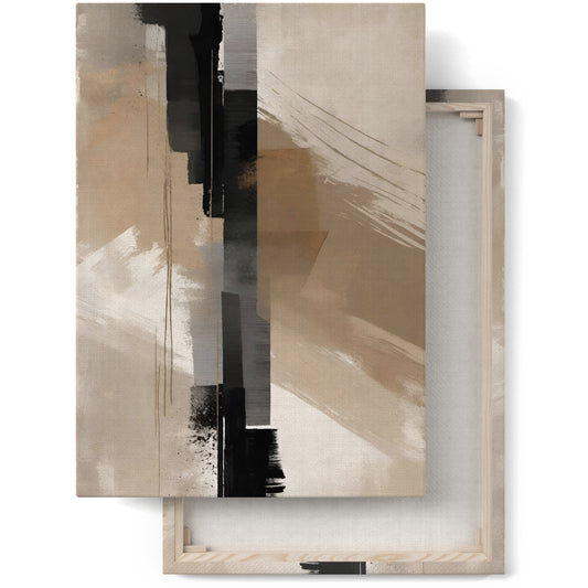 Subdued Sophistication: Black and Beige Canvas Art