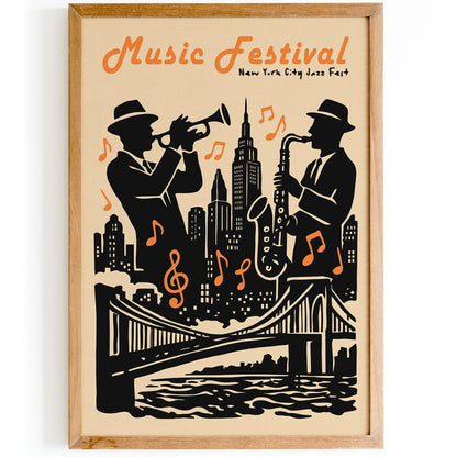 Music Festival Poster - Jazz Fest Retro Wall Art