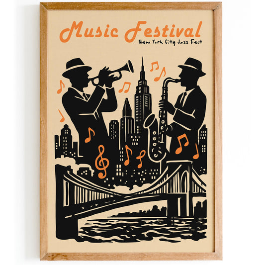 Music Festival Poster - Jazz Fest Retro Wall Art