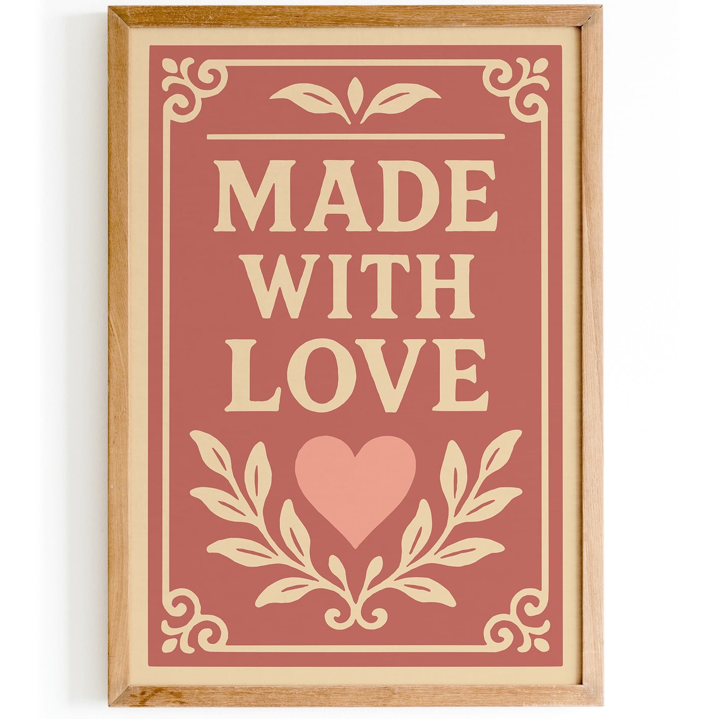 Made With Love Poster - Quote Pink Wall Art