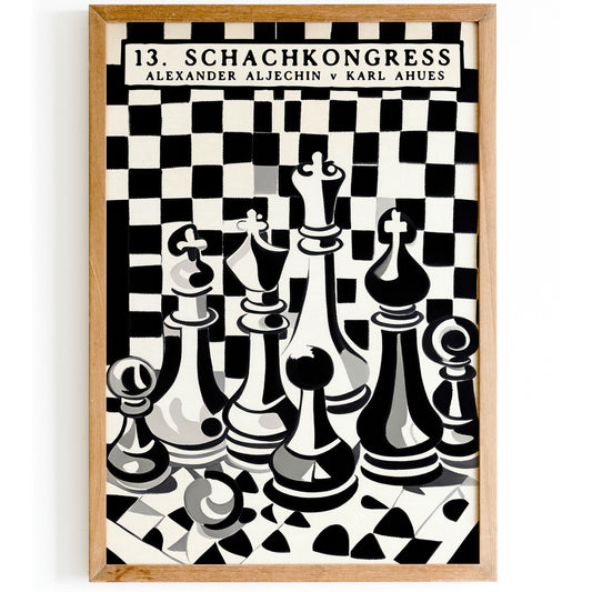 Vintage Chess Poster - Black and White