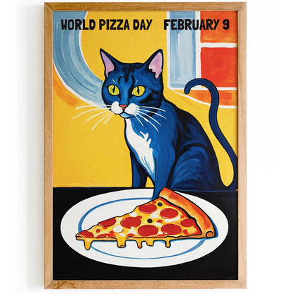World Pizza Day Cat Poster