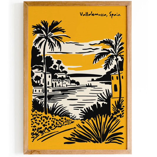 Valldemossa Spain Yellow Travel Poster