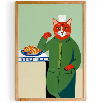 Cat Croissants Retro Prints