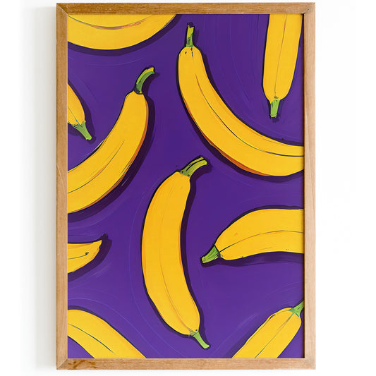 Cute Bananas Purple Wall Art Print