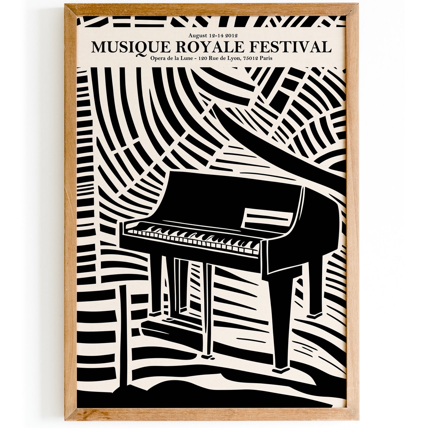 French Music Festival Poster - Black and White Piano Art