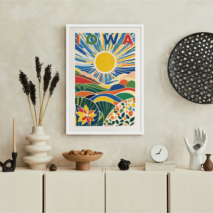 Iowa Landscape Poster - Colorful Travel Wall Art