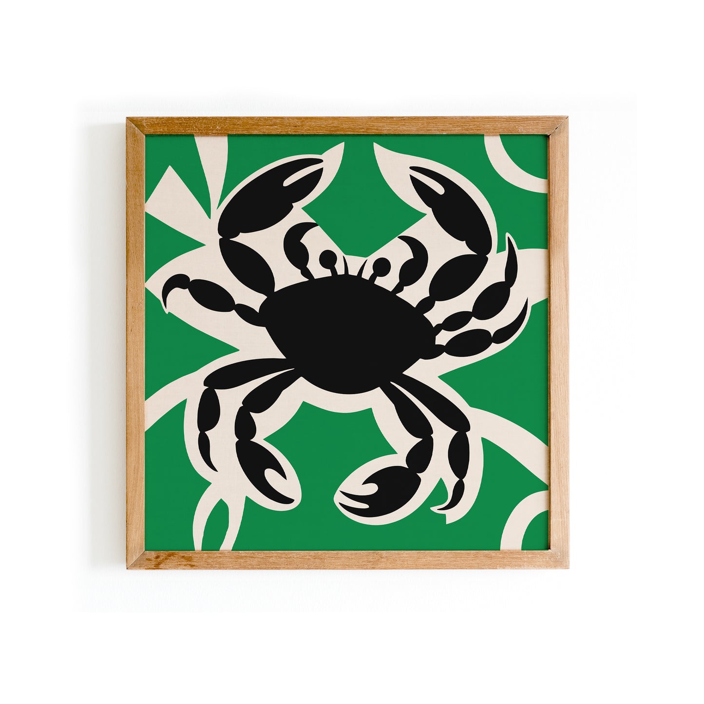 Green Retro Crab Square Print