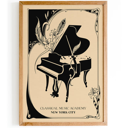 New York City Classical Music Academy Art Nouveau Poster
