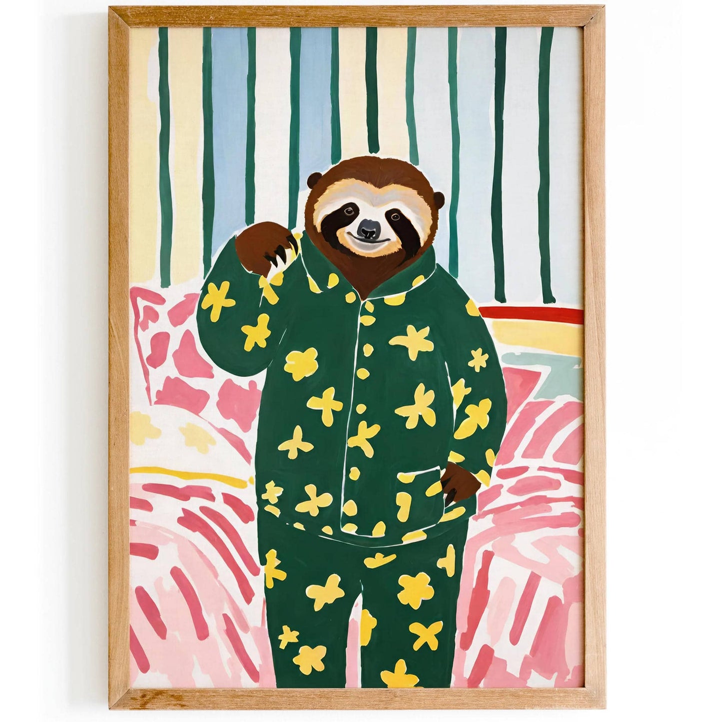 Cute Sloth in Pajamas Art Print - HypeSheriff