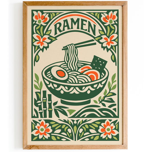 Bowl of Ramen Soup Poster - Japanese Kitchen Wall Art