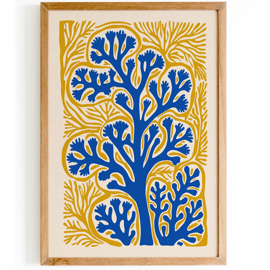 Blue Coral Paper Nature Poster