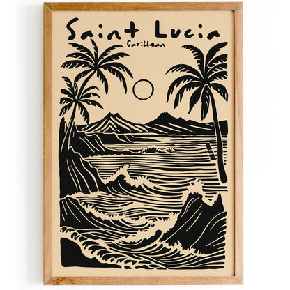 Saint Lucia Caribbean Tropical Black Poster