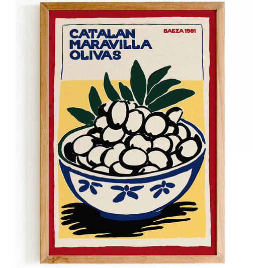 Catalan Olivas Retro Food Poster