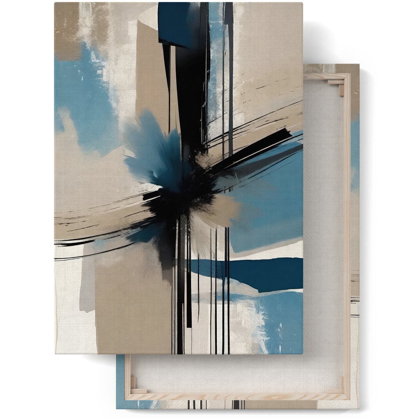 Elegant Contrast: Abstract Modern Canvas Art