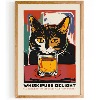 Whiskypurr Delight Retro Whisky Poster