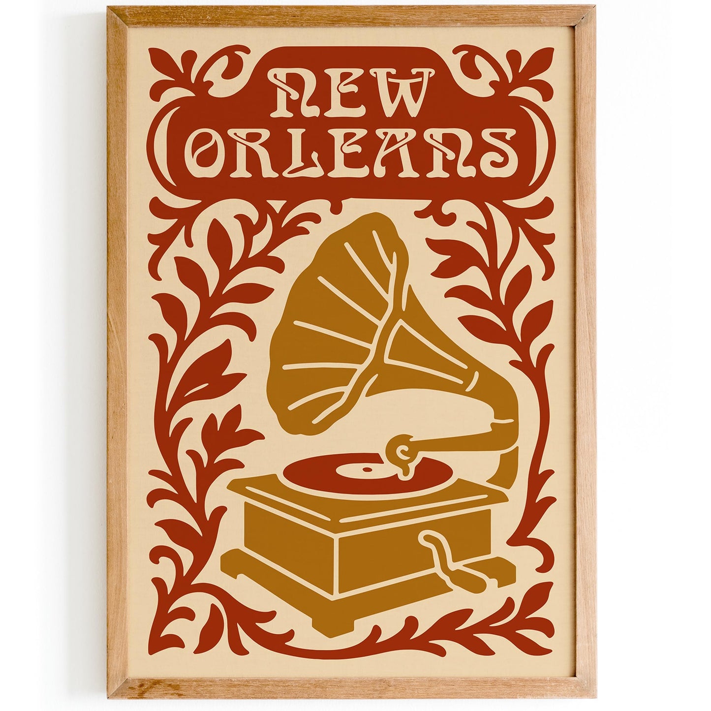 New Orleans Jazz Festival Poster with Old Gramophone