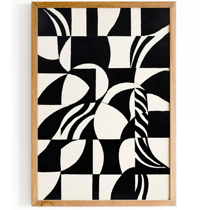 Abstract Checkered Swirls Art Print