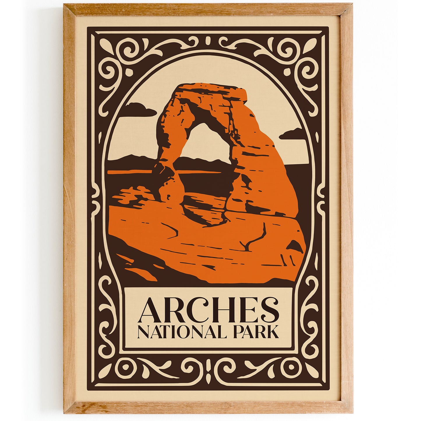 Arches National Park Poster - Brown & Orange Travel USA Art Print