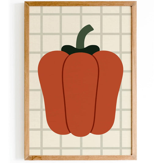 Red Bell Pepper Poster - Scandinavian Kitchen Art Print