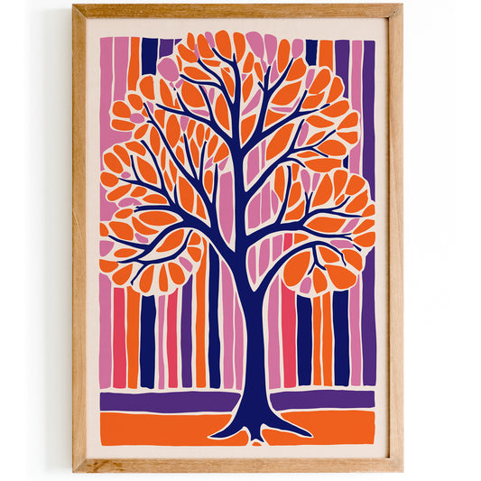 Purple Orange Cutout Tree Print