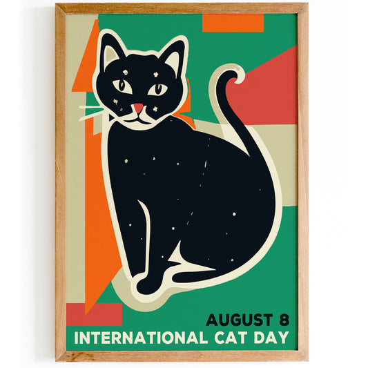 International Cat Day - Vintage Poster Print