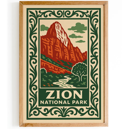 Zion National Park Poster - Travel Wanderlust Wall Art