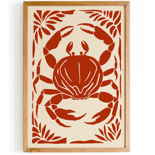 Red Crab Kitchen Vintage Style Print