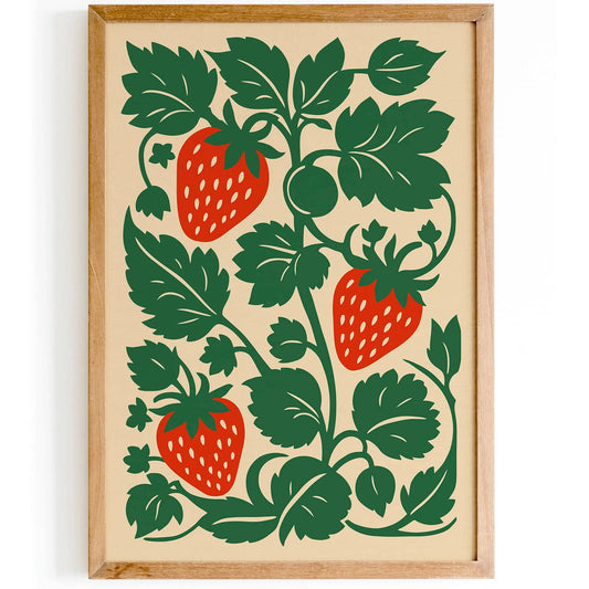 Strawberries Art Print – Farmhouse Kitchen Wall Decor