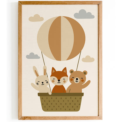 Animals Balloon Poster - Little Adventurer Kids Wall Art