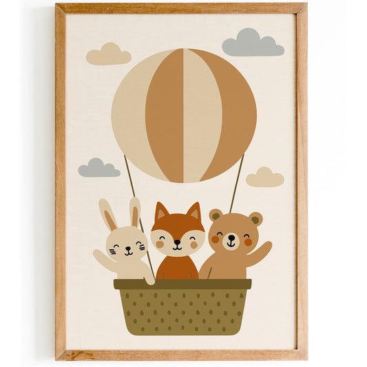 Animals Balloon Poster - Little Adventurer Kids Wall Art