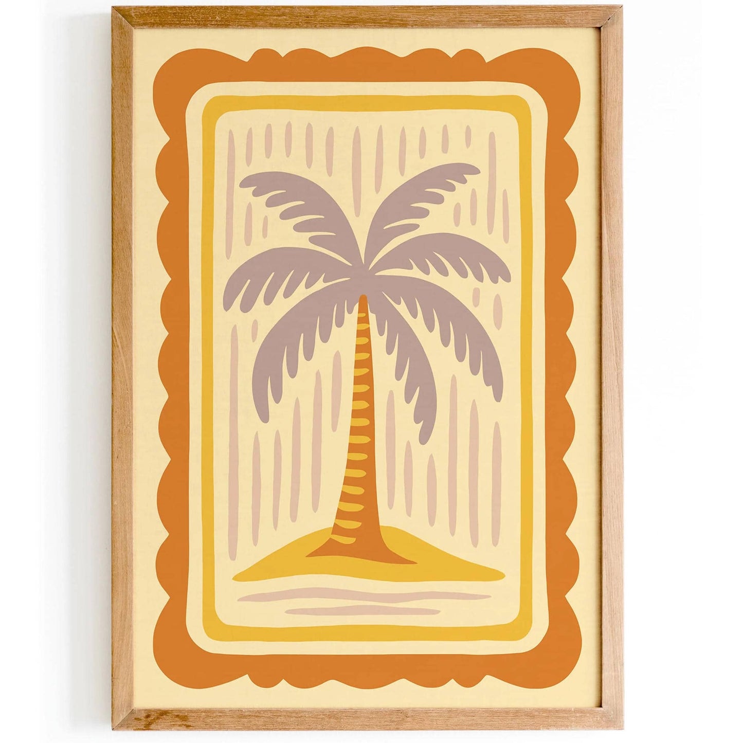 Boho Retro Butter Yellow Palm Tree Poster